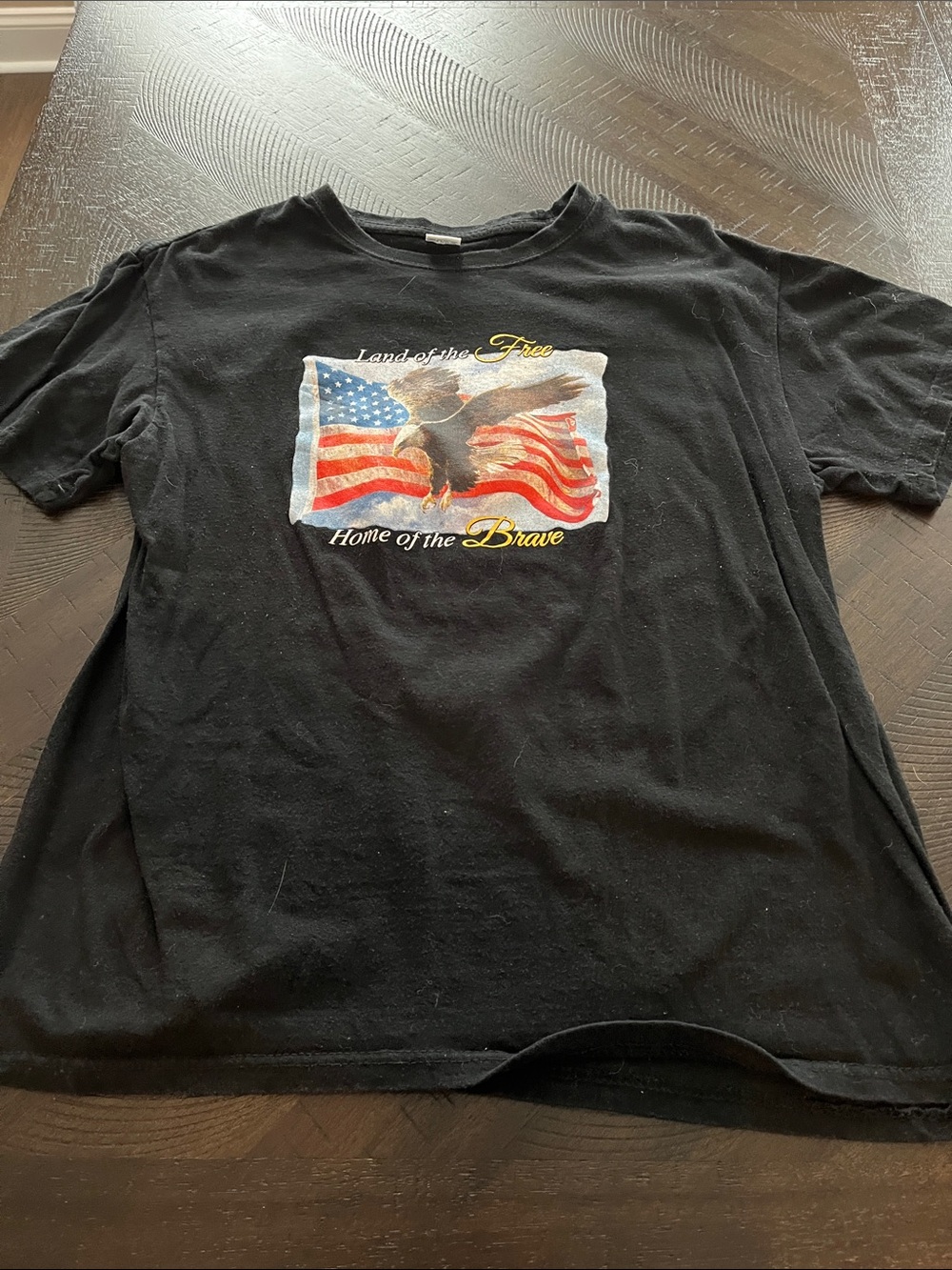 Black Patriotic Eagle Graphic Tee - Land of the Free
